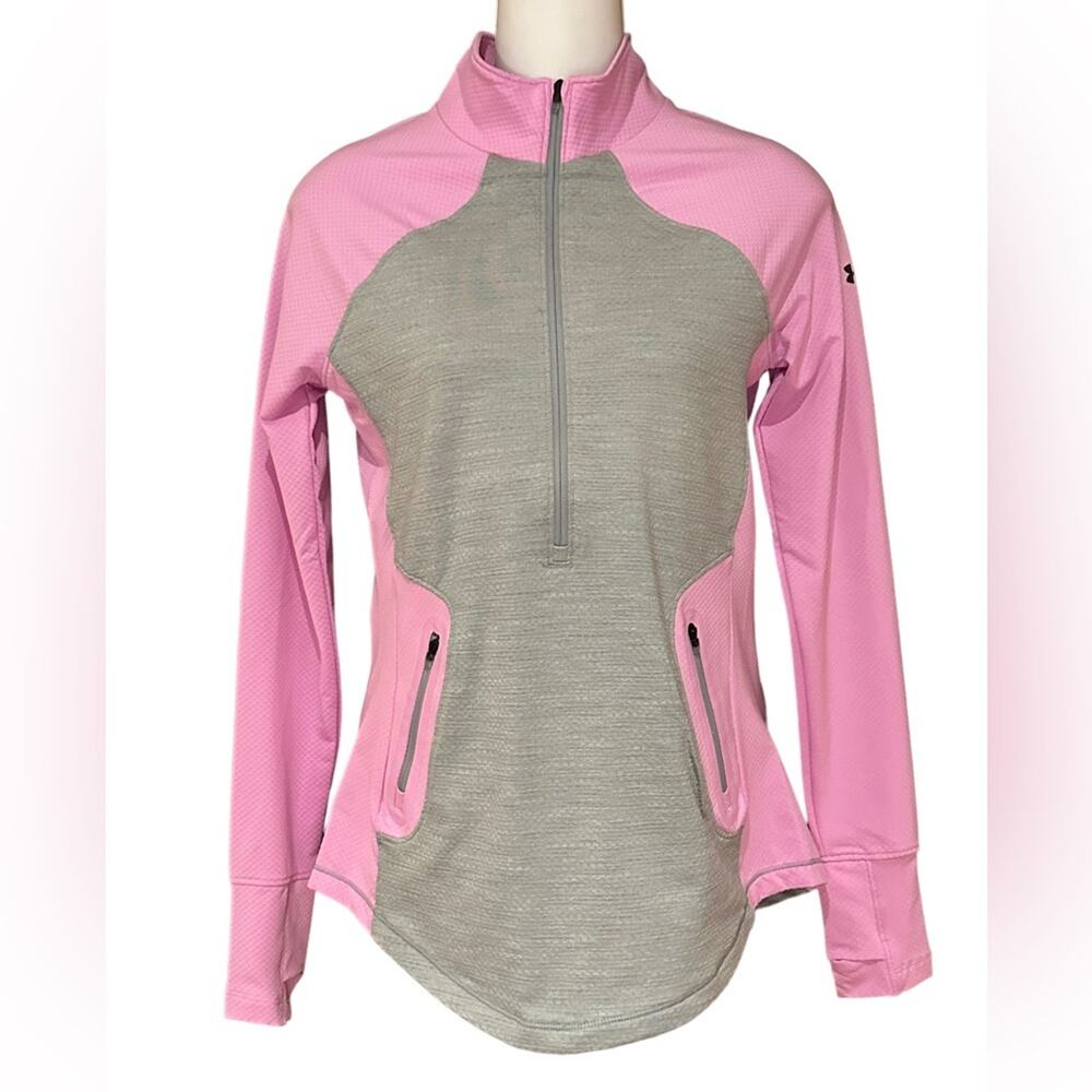 Under Armour Womens Small Quarter Zip Orchid and Gray Pullover Top